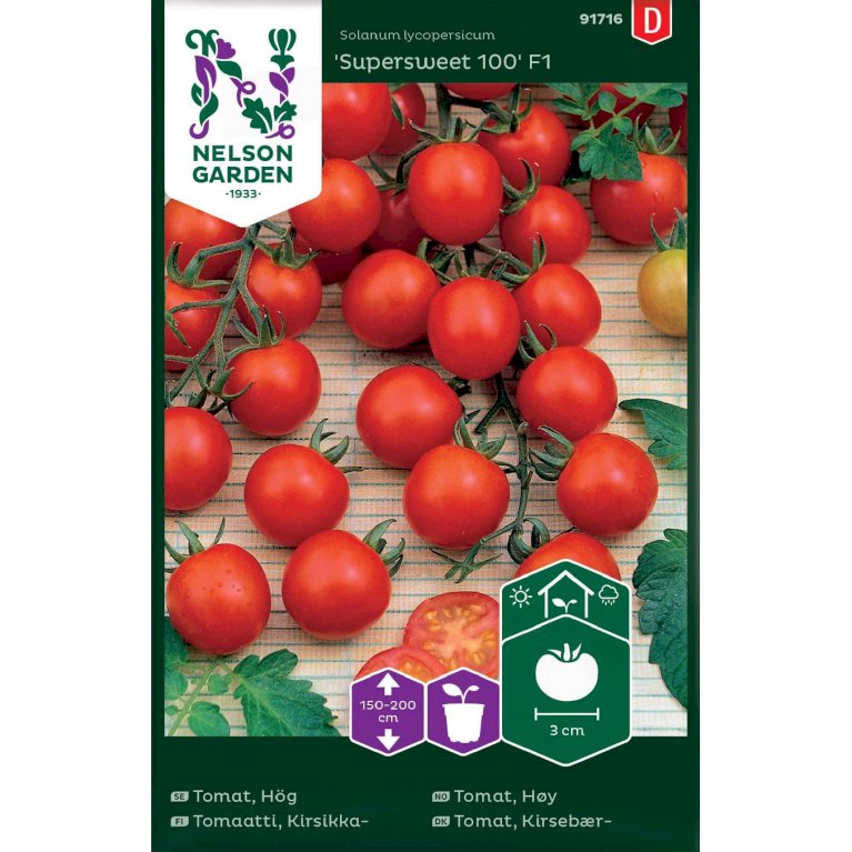 Tomat, Kirsebær-, Supersweet 100 F1