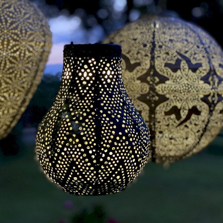 Solcelle lanterne Ikat grøn