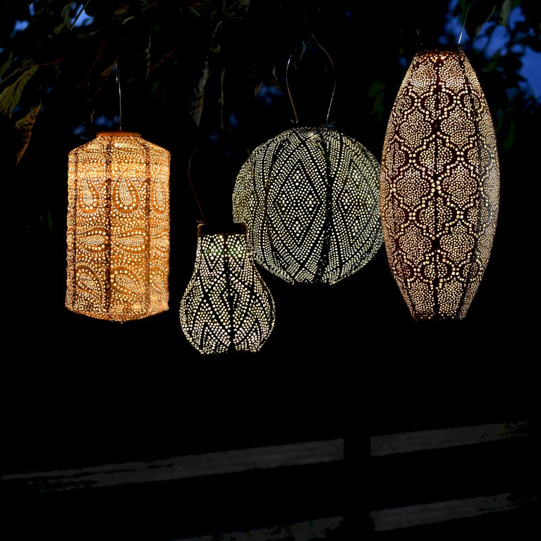 Solcelle lanterne Ikat grøn