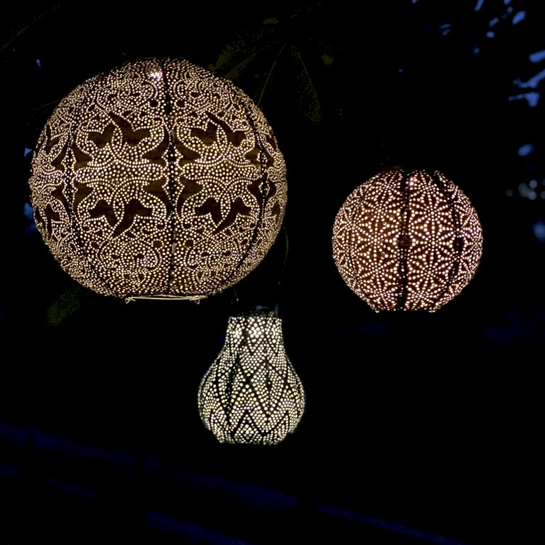 Solcelle lanterne Ikat mørkeblå