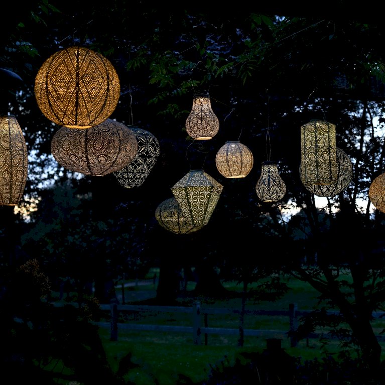 Solcelle lanterne Sashiko lysegrøn