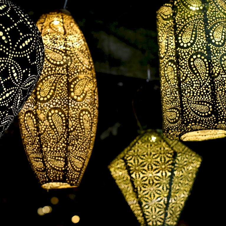 Solcelle lanterne Sashiko lysegrøn