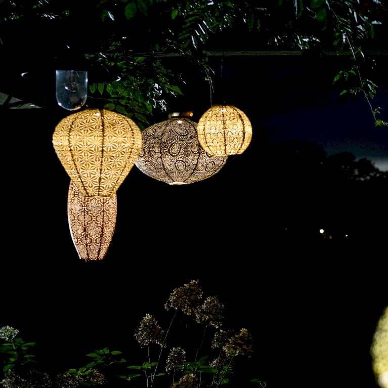 Solcelle lanterne Sashiko Lys Taupe