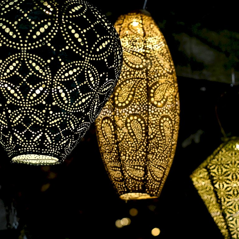 Solcelle lanterne Paisley guld