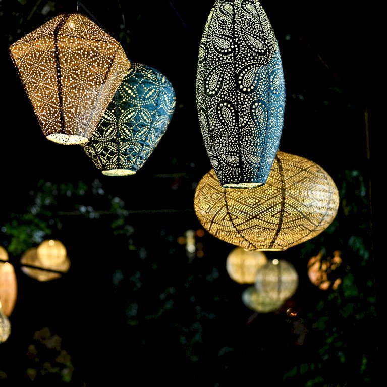 Solcelle lanterne Paisley havblå