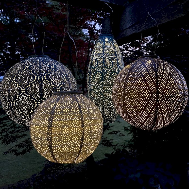 Solcelle lanterne Ikat kobber