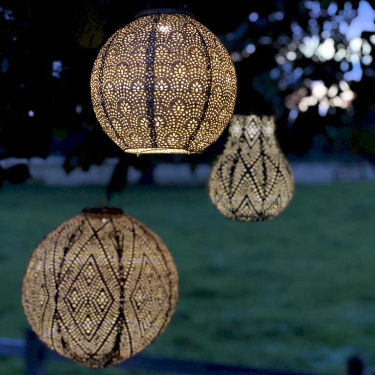 Solcelle lanterne Ikat kobber