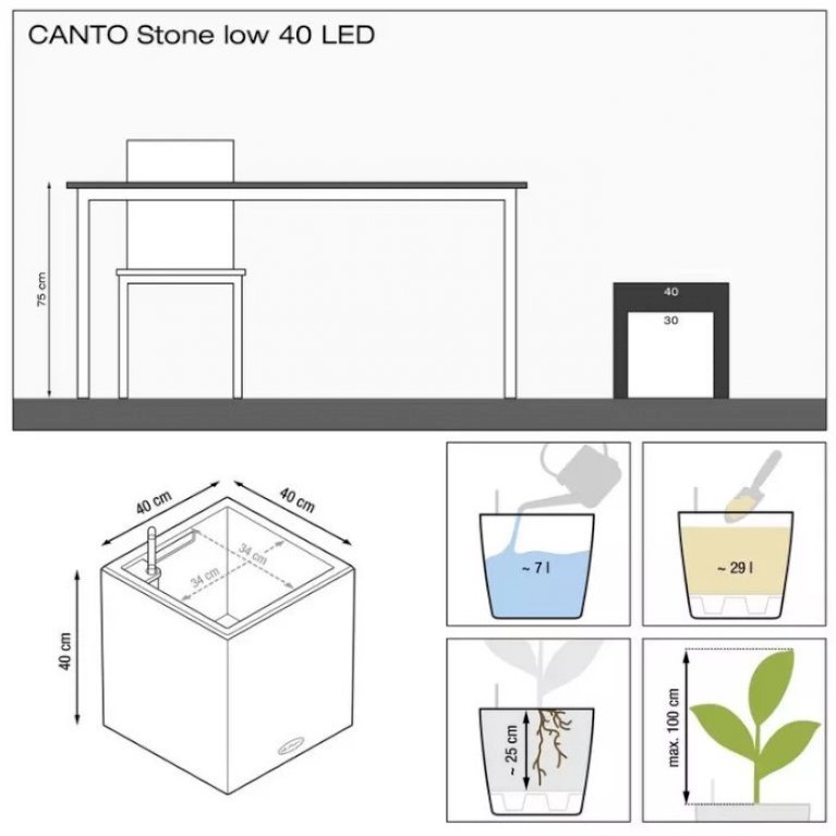 Lechuza Canto Stone LED - Model 40 Høj