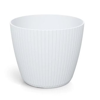 Lamia - Rund rillet krukke Hvid 34(ø) x28,4(h) cm.
