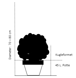 Kugle 70-80 cm. 45 liter sort potte